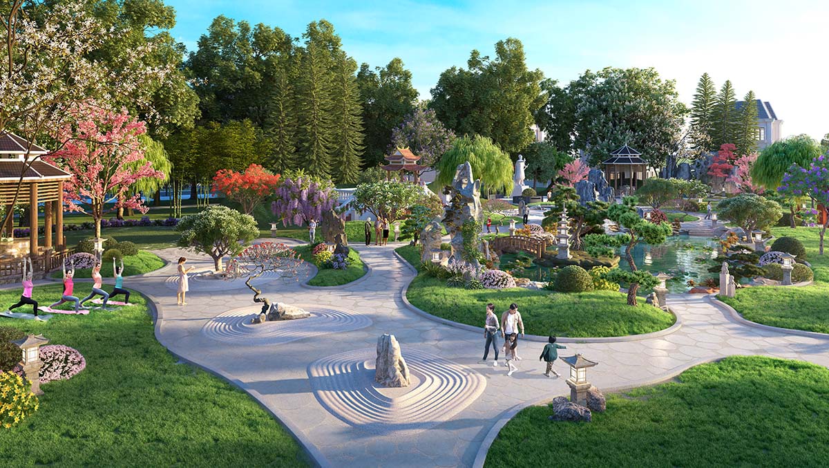 Đường hoa đi bộ ven sông Lam tại khu đô thị Vinh Riverside